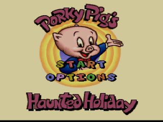 Porky Pig's Haunted Holiday title screen for Super Nintendo
